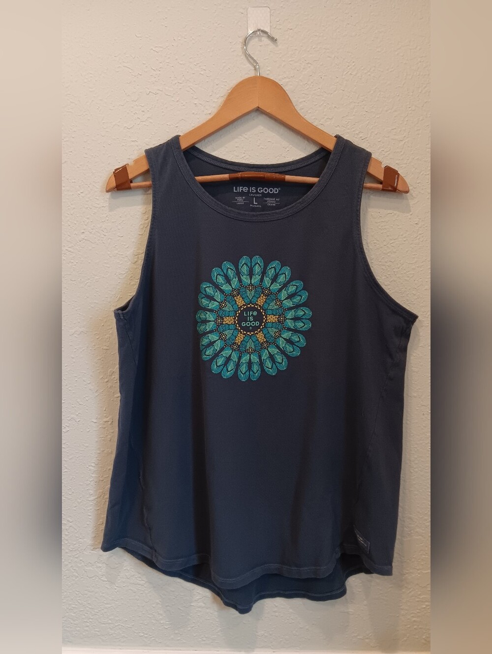 Life is Good Women's Navy Blue Graphic Tank Top